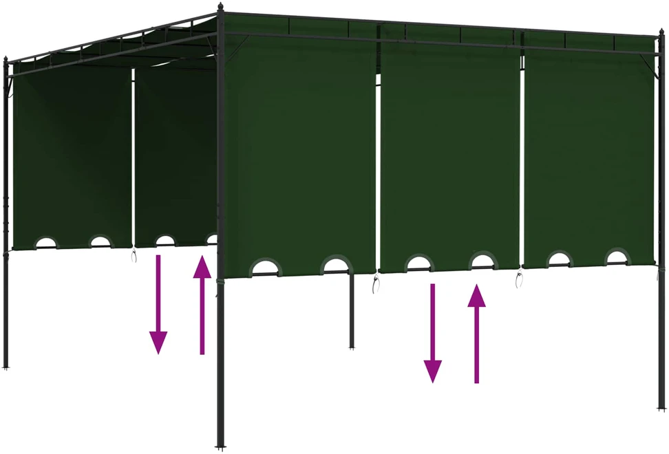 Pavėsinė 4 x 3 x 2,3 m Žalia Poliesteris ir plienas