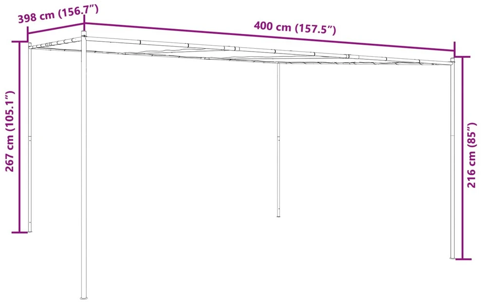 Pavėsinė 4 x 3,98 x 2,67 m Žalia Poliesteris ir plienas