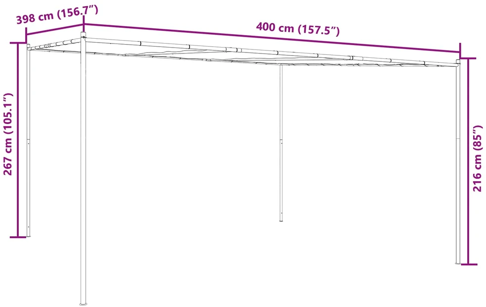Pavėsinė 4 x 3,98 x 2,67 m Žalia Poliesteris ir plienas