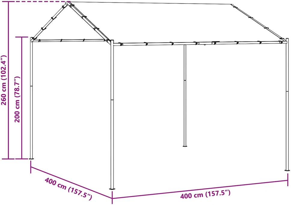 Pavėsinė 4 x 4 x 2,6 m Taupe Poliesteris ir plienas