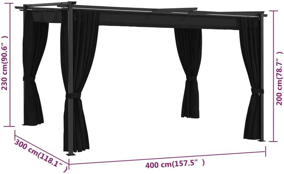 Pavėsinė, antracito spalvos, 4x3m (49257+49258)