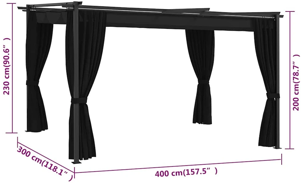 Pavėsinė, antracito spalvos, 4x3m (49257+49258)