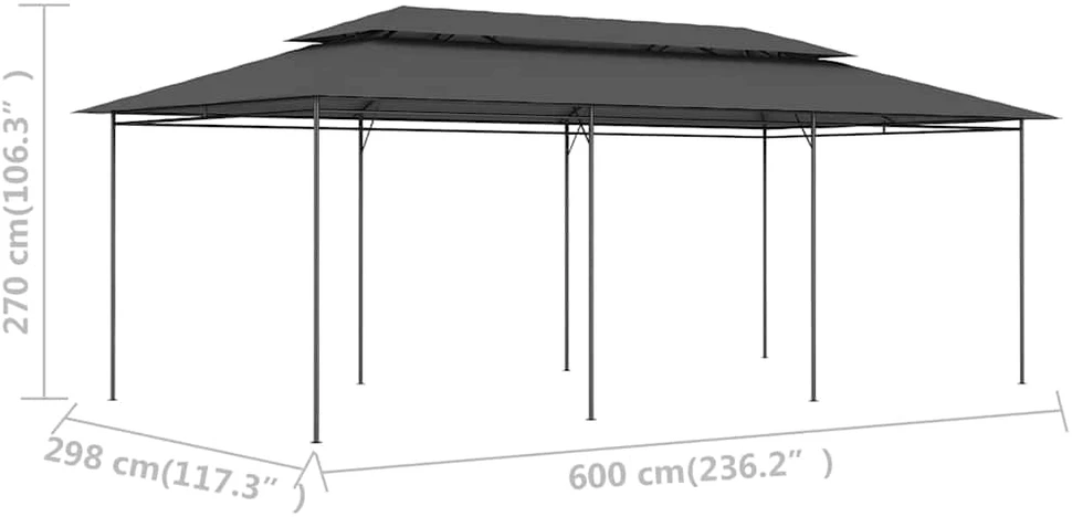 Pavėsinė, antracito spalvos, 600x298x270cm