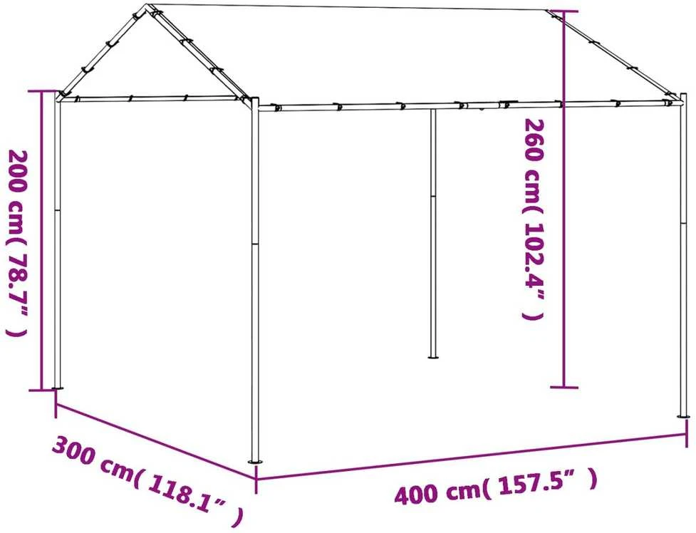 Pavėsinė 4 x 4 x 2,6 m Balta Plienas ir poliesteris 180 gsm