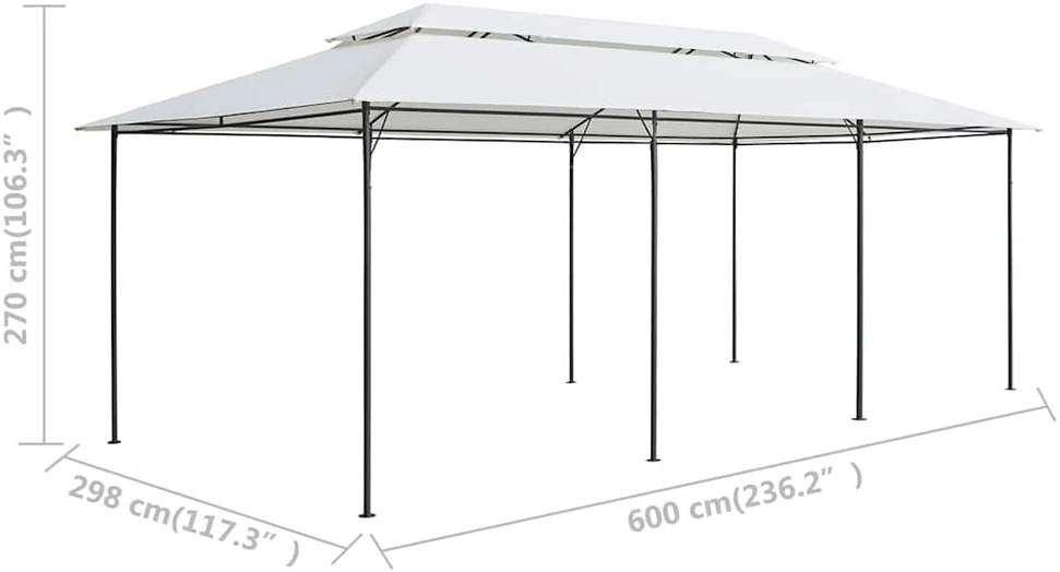 Pavėsinė, baltos spalvos, 600x298x270cm, 180g/m²