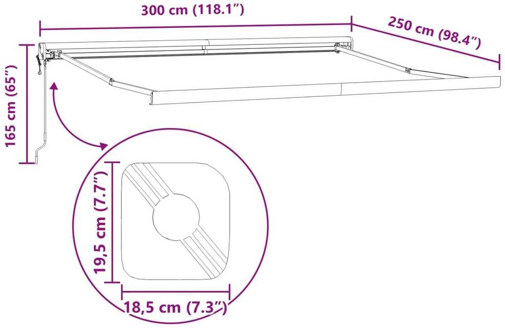 Ištraukiama markizė Raudona 300 x 250 cm Audinys ir metalas