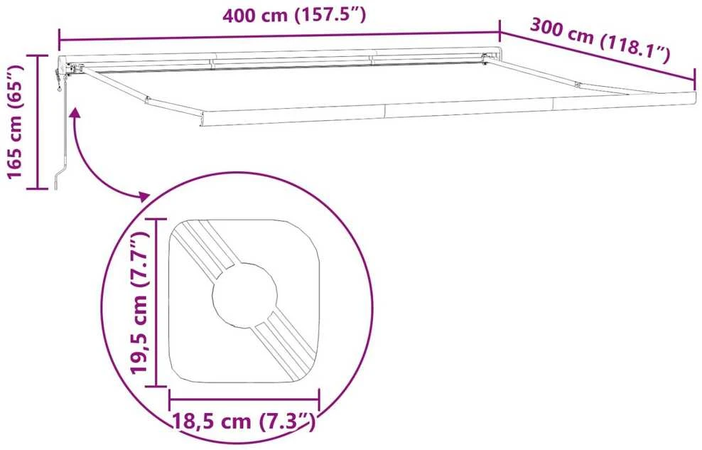 Ištraukiama markizė Smėlio 400 × 300 cm Audinys ir metalas