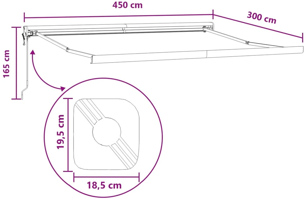 Ištraukiama markizė Smėlio 450 × 300 cm Audinys ir metalas