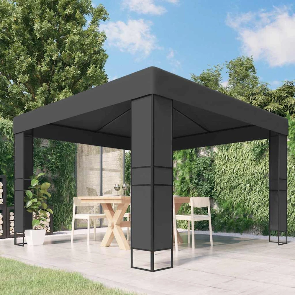 Pavėsinė su dvigubu stogu, 3x3m, antracito spalvos