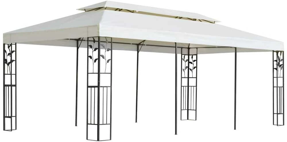 Pavėsinė su dvigubu stogu, baltos spalvos, 6x3m, plienas