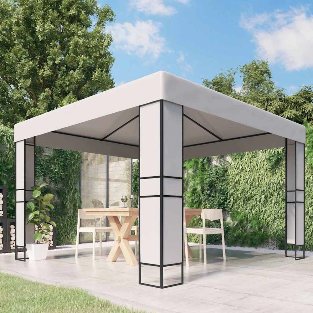 Pavėsinė su dvigubu stogu, baltos spalvos, 3x3m