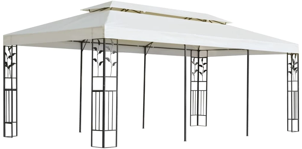 Pavėsinė su dvigubu stogu, baltos spalvos, 6x3m, plienas
