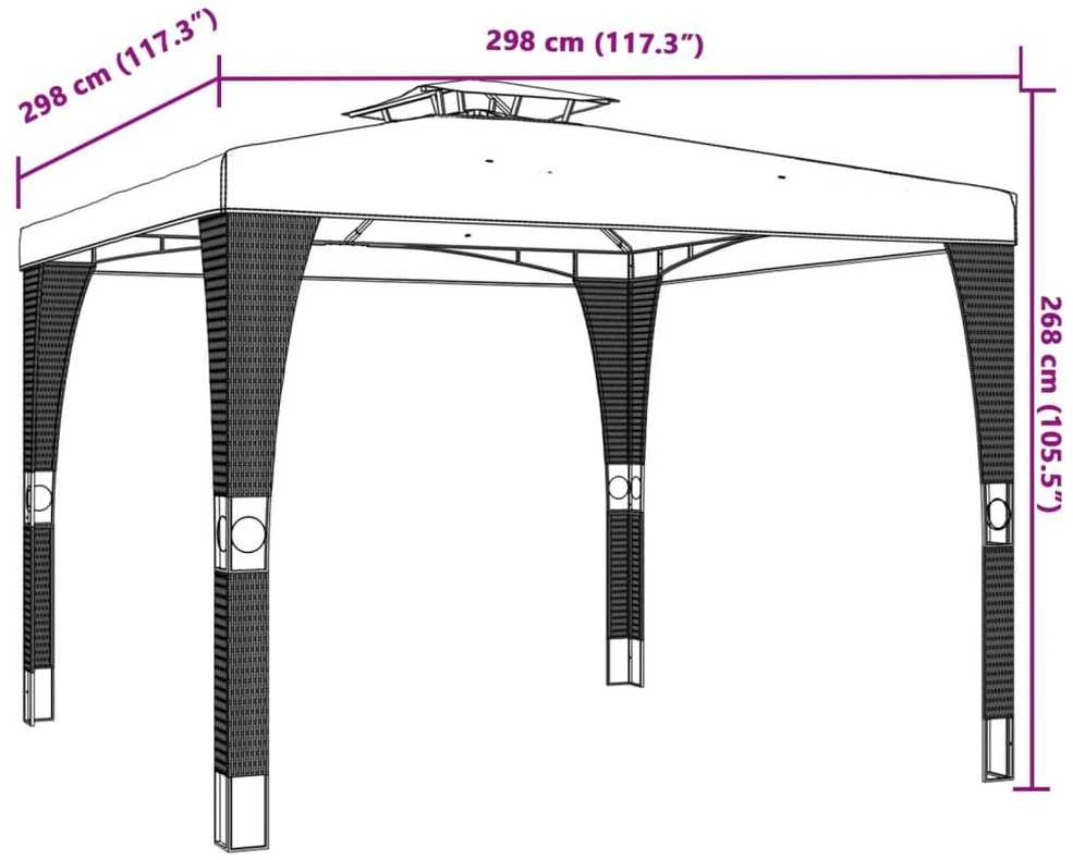 Pavėsinė su dvigubu stogu, kreminė, 2,98x2,98m, plienas
