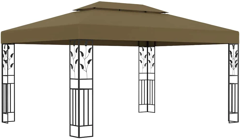 Pavėsinė su dvigubu stogu, taupe spalvos, 3x4m, 180g/m²