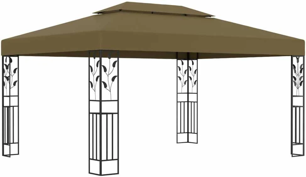 Pavėsinė su dvigubu stogu, taupe spalvos, 3x4m, 180g/m²