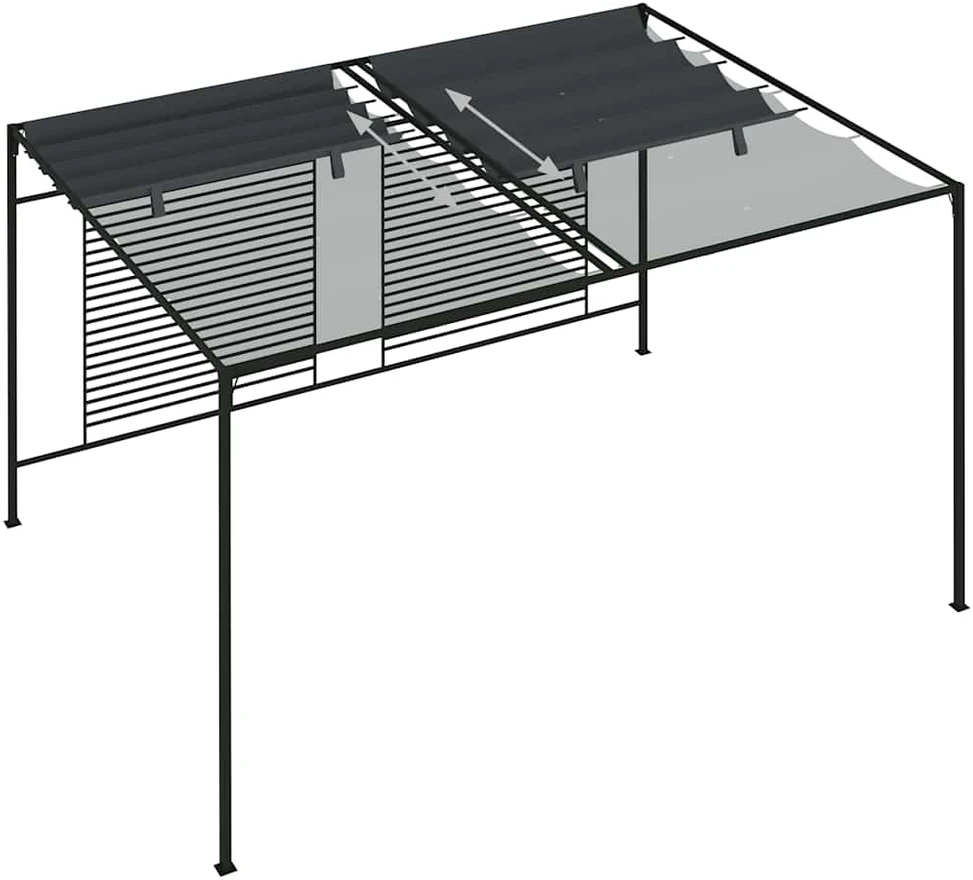 Pavėsinė su įtraukiamu stogu, antracito, 4x3x2,3m, 180g/m²