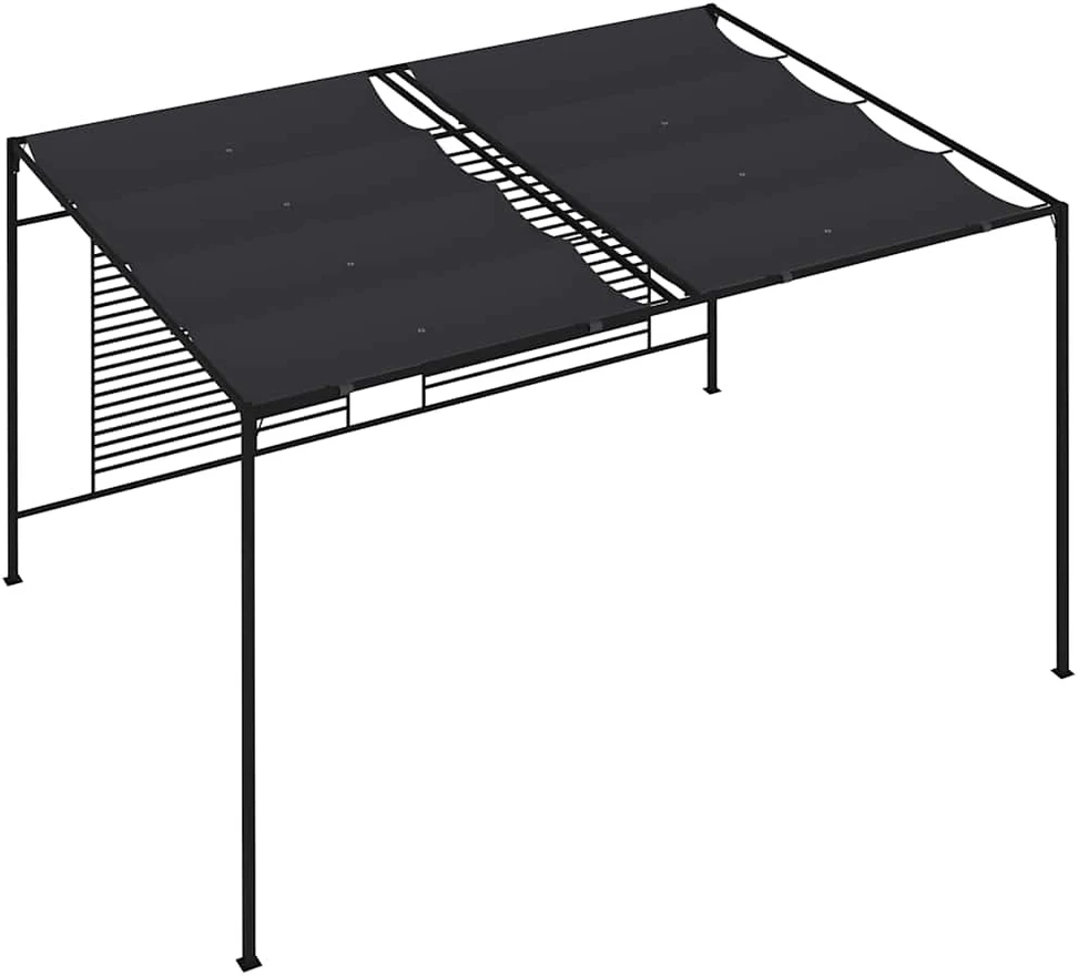Pavėsinė su įtraukiamu stogu, antracito, 4x3x2,3m, 180g/m²