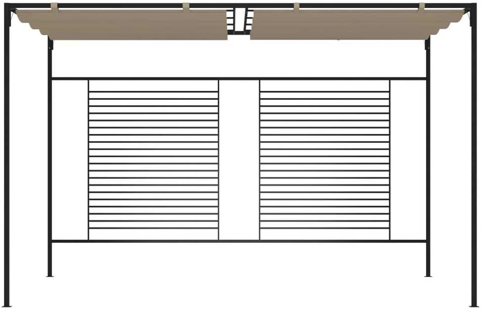 Pavėsinė su įtraukiamu stogu, taupe spalvos, 3x4x2,3m, 180g/m²