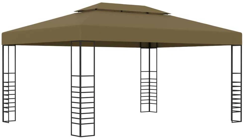Pavėsinė su lempučių girliandomis LED, taupe, 3x4m, 180g/m²