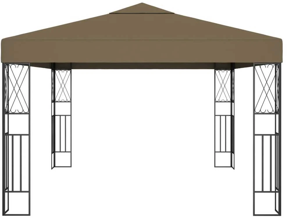 Pavėsinė su lempučių girliandomis LED, taupe, 3x4m