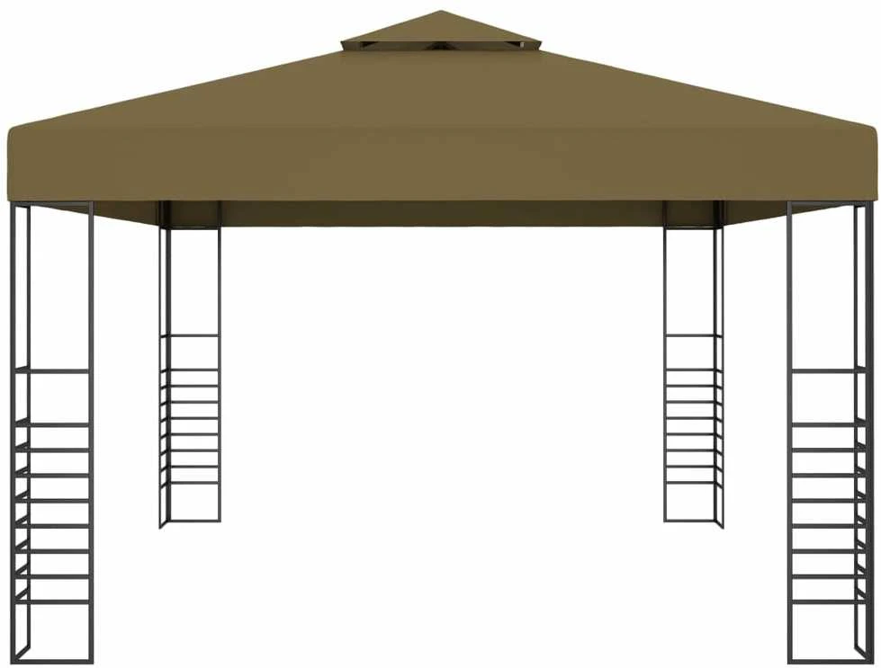 Pavėsinė su lempučių girliandomis LED, taupe, 3x4m, 180g/m²