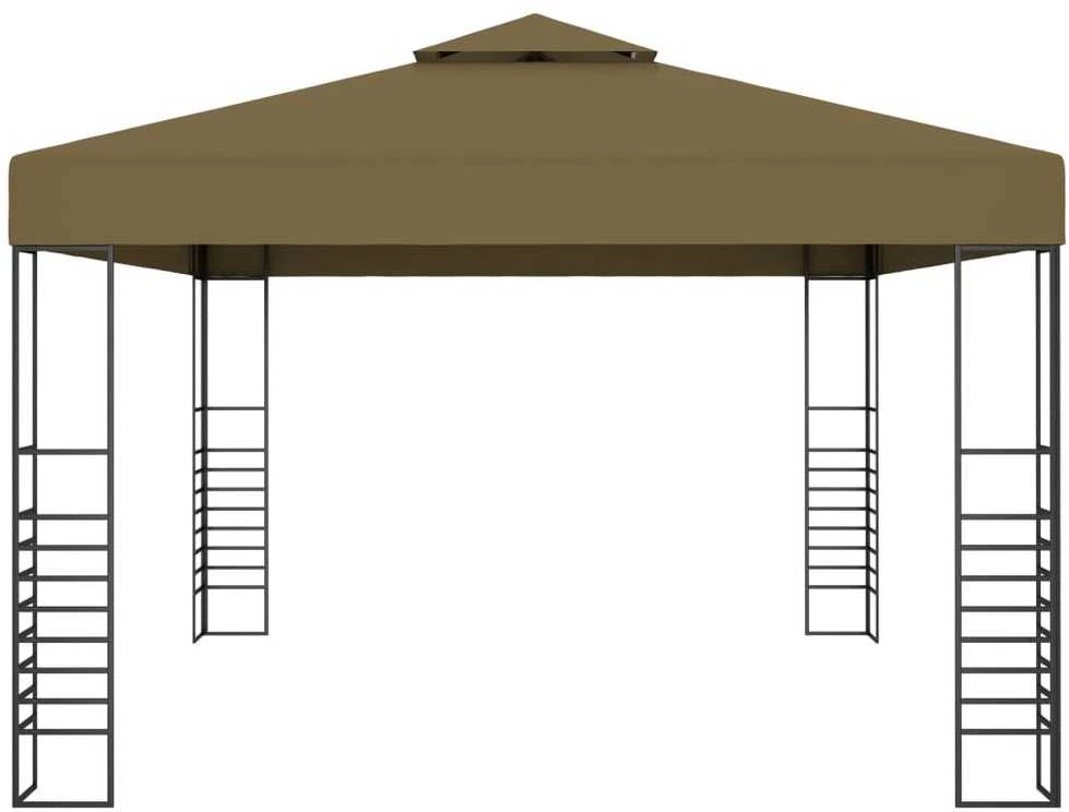 Pavėsinė su lempučių girliandomis LED, taupe, 3x4m, 180g/m²