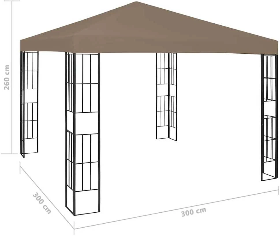 Pavėsinė su lempučių girliandomis LED, taupe, 3x3m