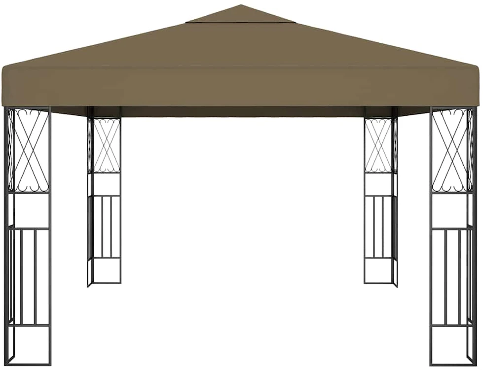 Pavėsinė su lempučių girliandomis LED, taupe, 3x4m