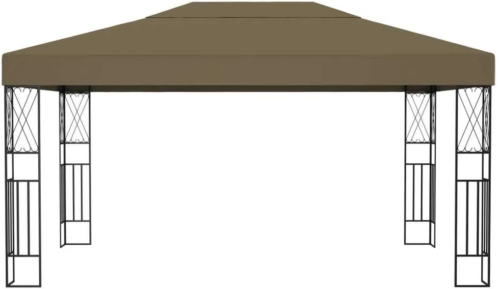 Pavėsinė su lempučių girliandomis LED, taupe, 3x4m