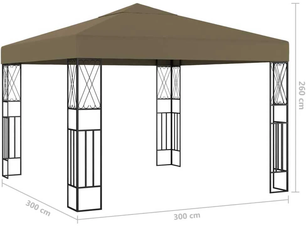Pavėsinė su lempučių girliandomis LED, taupe, 3x3m