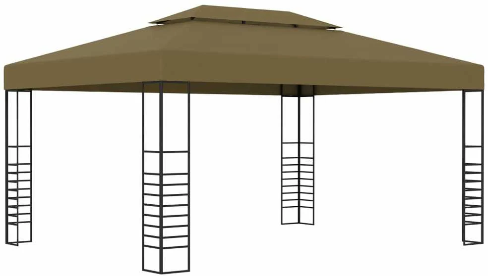 Pavėsinė su lempučių girliandomis LED, taupe, 3x4m, 180g/m²