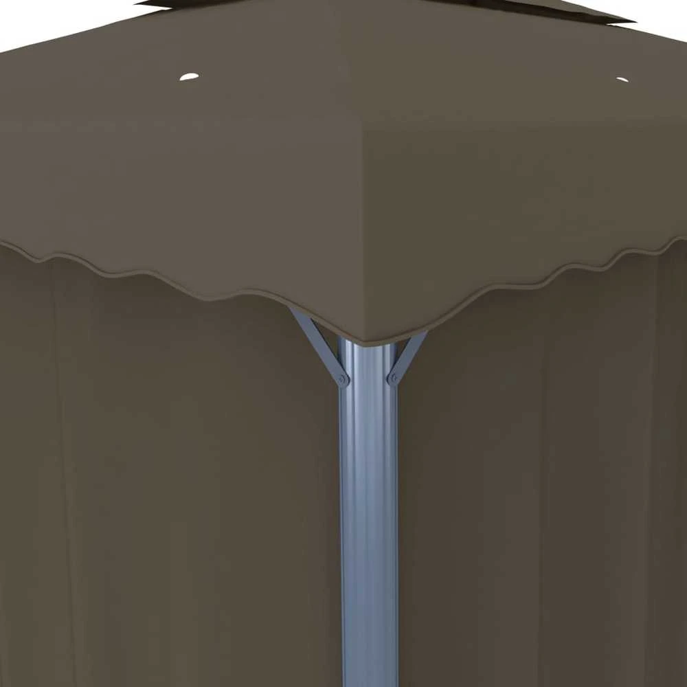 Pavėsinė su lemputėmis ir užuolaidomis LED, taupe, 3x3m