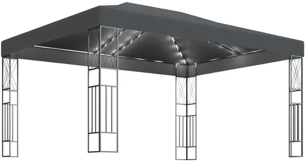 Pavėsinė su lemputėmis LED, antracito, 3x4 m