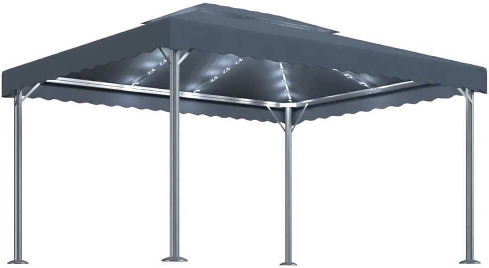 Pavėsinė su lemputėmis LED, antracito, 400x300cm