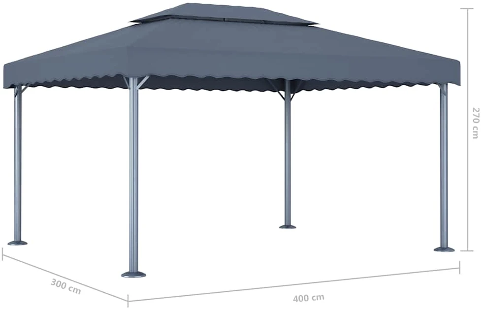Pavėsinė su lemputėmis LED, antracito, 400x300cm