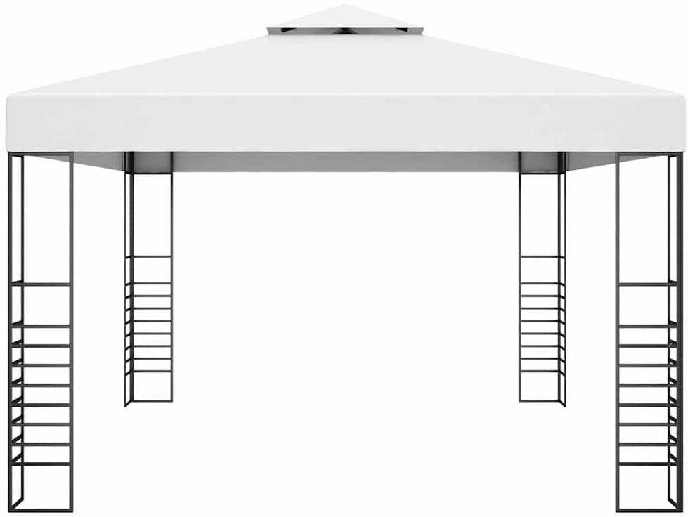 Pavėsinė su lemputėmis LED, baltos spalvos, 4x3x2,7m
