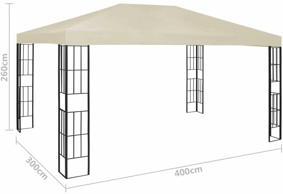 Pavėsinė su lemputėmis LED, kreminė, 3x4m