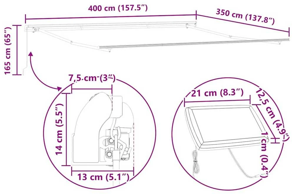 Markizės rėmas Balta 400 × 350 cm Aliuminis