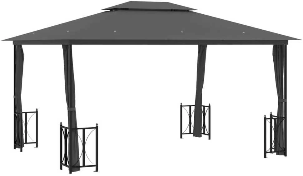 Pavėsinė su šoninėmis sienomis ir stogu, antracito, 3x4m