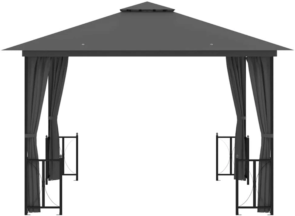 Pavėsinė su šoninėmis sienomis ir stogu, antracito, 3x3m