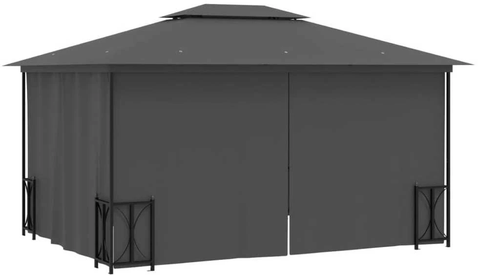 Pavėsinė su šoninėmis sienomis ir stogu, antracito, 3x4m