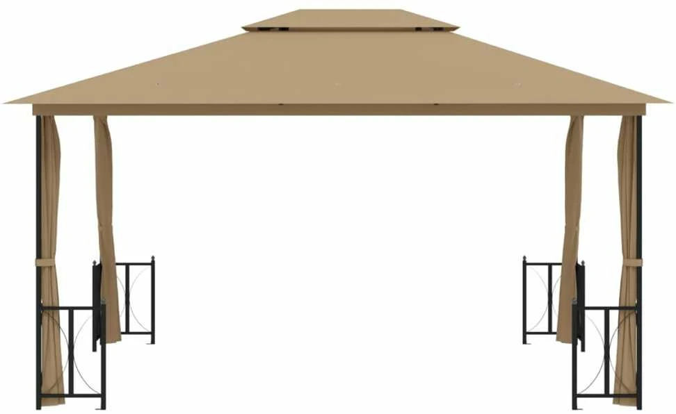 Pavėsinė su šoninėmis sienomis ir stogu, taupe spalvos, 3x4m