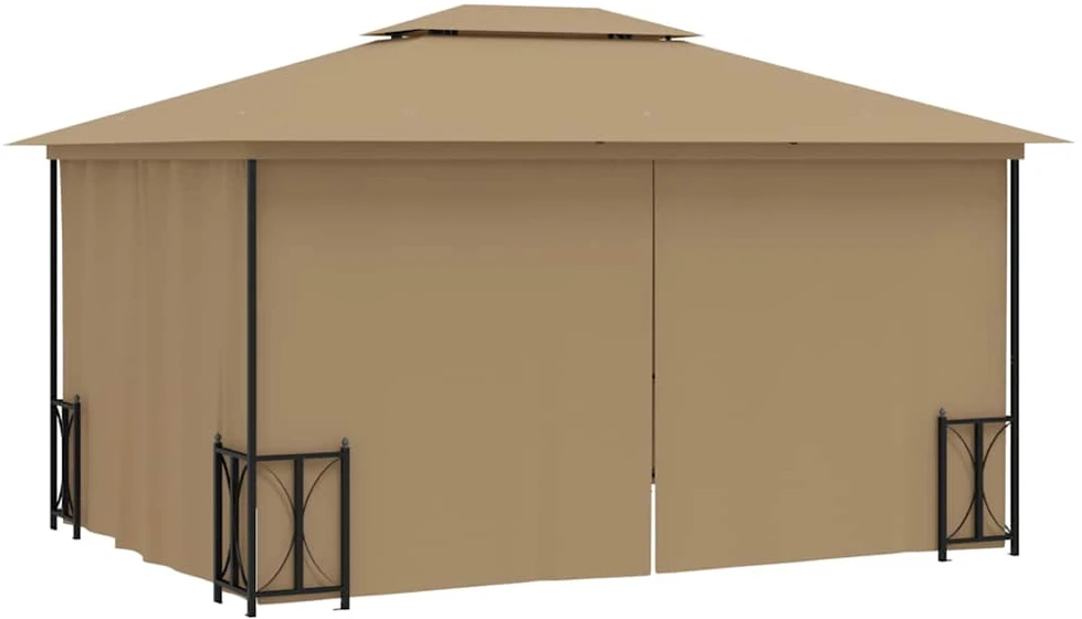 Pavėsinė su šoninėmis sienomis ir stogu, taupe spalvos, 3x4m