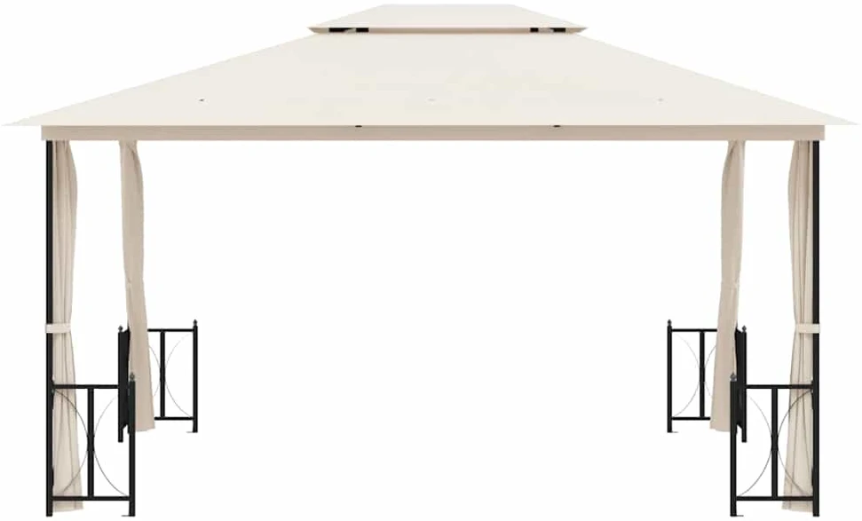 Pavėsinė su šoninėmis sienomis ir stogu, kreminė, 3x4m