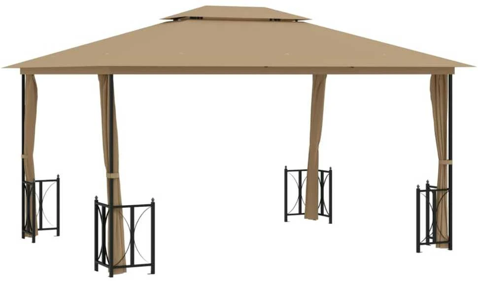 Pavėsinė su šoninėmis sienomis ir stogu, taupe spalvos, 3x4m