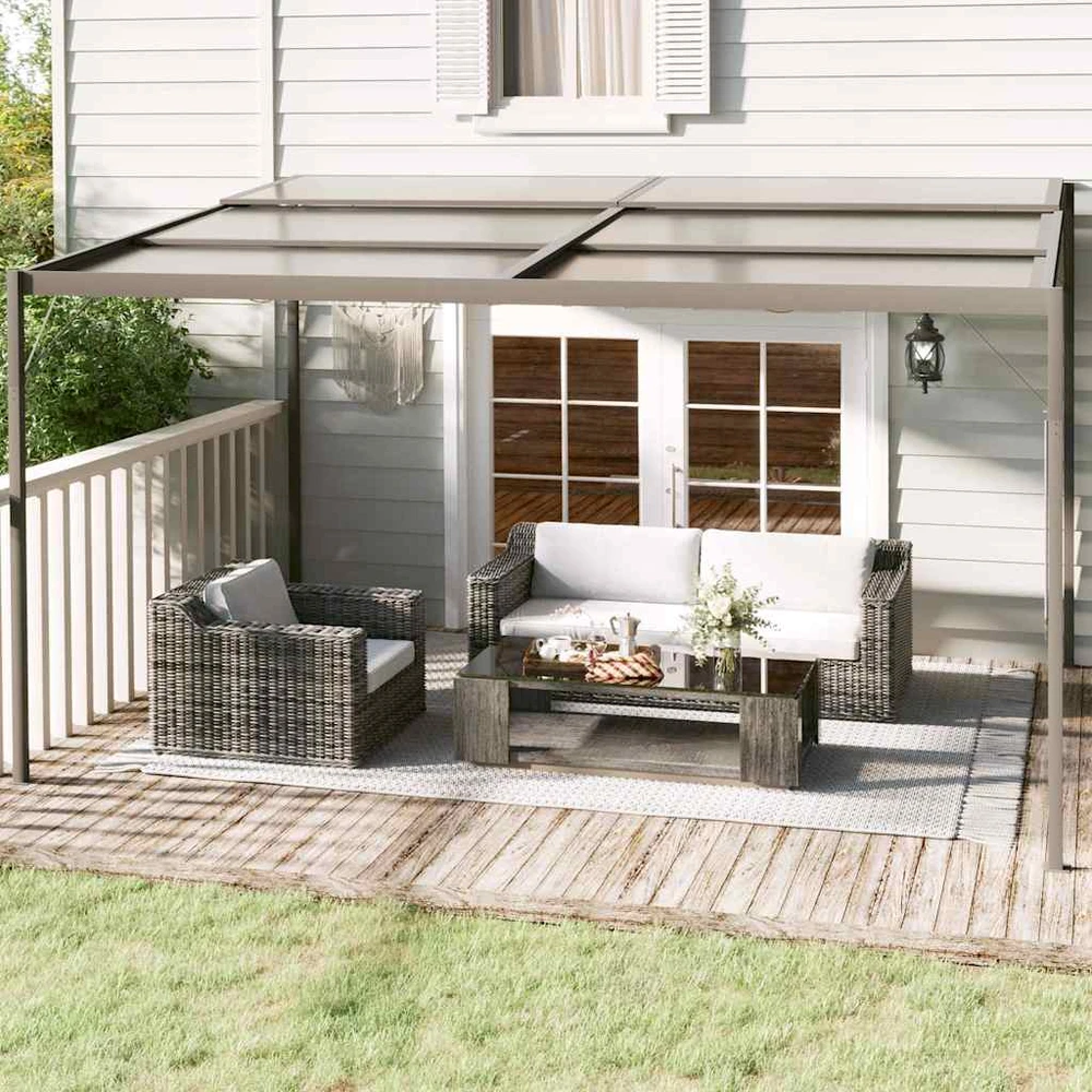 Pavėsinė su stogu, antracito, 4x3x2,5m, aliuminis ir plienas