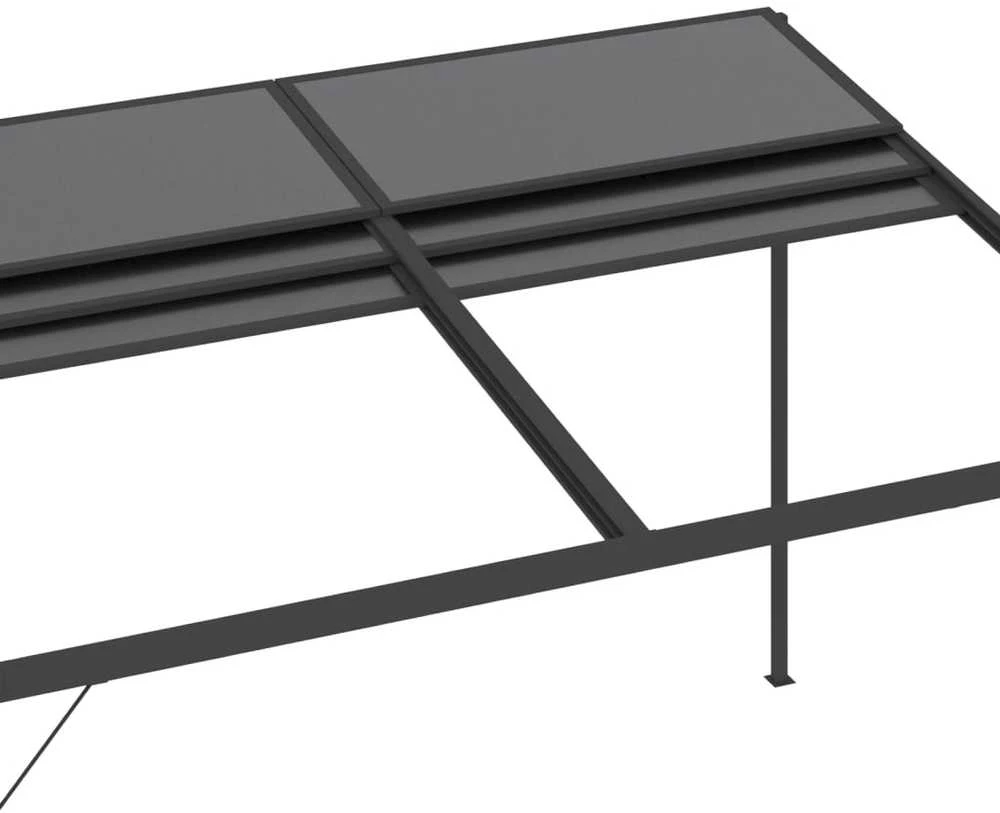 Pavėsinė su stogu, antracito, 4x3x2,5m, aliuminis ir plienas