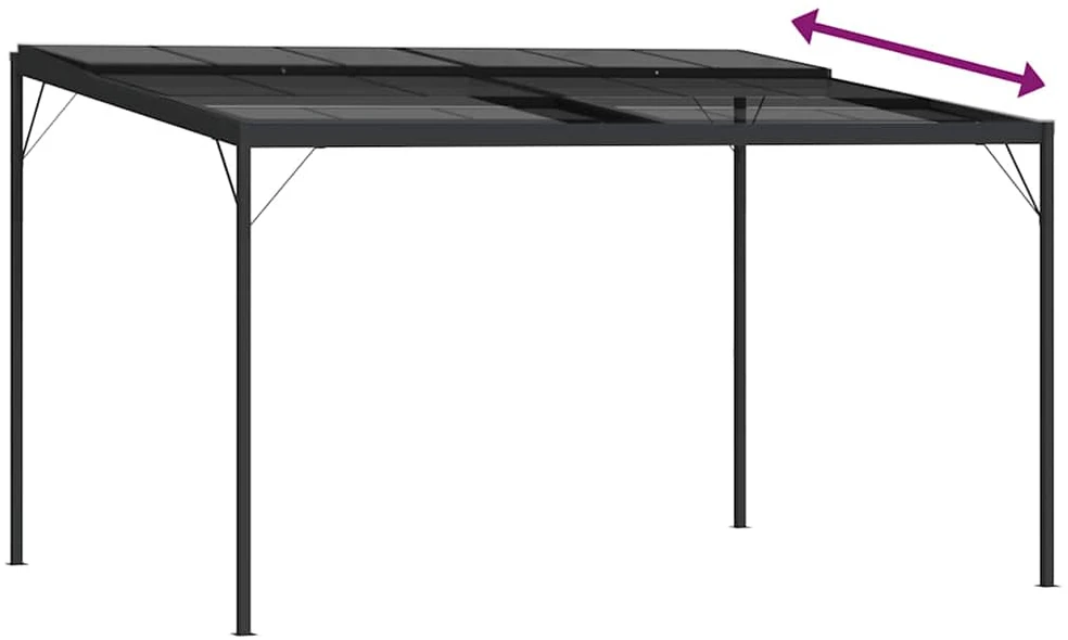 Pavėsinė su stogu, antracito, 4x3x2,5m, aliuminis ir plienas