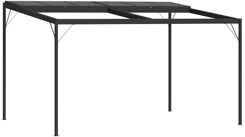 Pavėsinė su stogu, antracito, 4x3x2,5m, aliuminis ir plienas