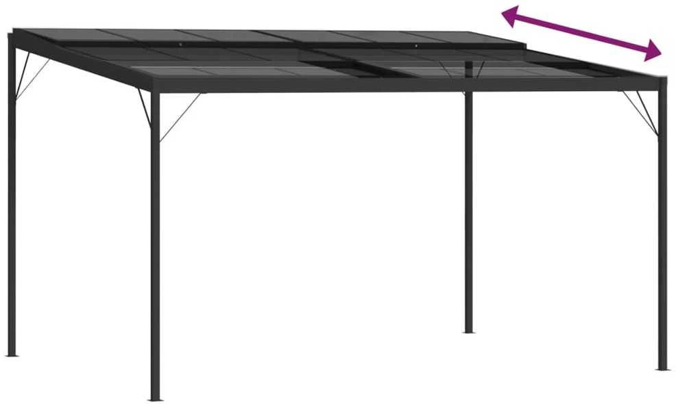Pavėsinė su stogu, antracito, 4x3x2,5m, aliuminis ir plienas